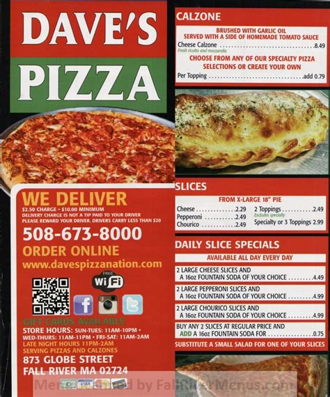 Daves pizza - Specialties: Pizza, Wings, Calzones, Salads, Sandwiches - Dine-In, Take-Out Established in 2013. We began baking pizzas our of the house and selling to family and friends in Tallahassee. This grew to a point where we were able to open a store and begin to really serve on a large scale. Tallahassee needed really good pizza and we are here to offer it! 